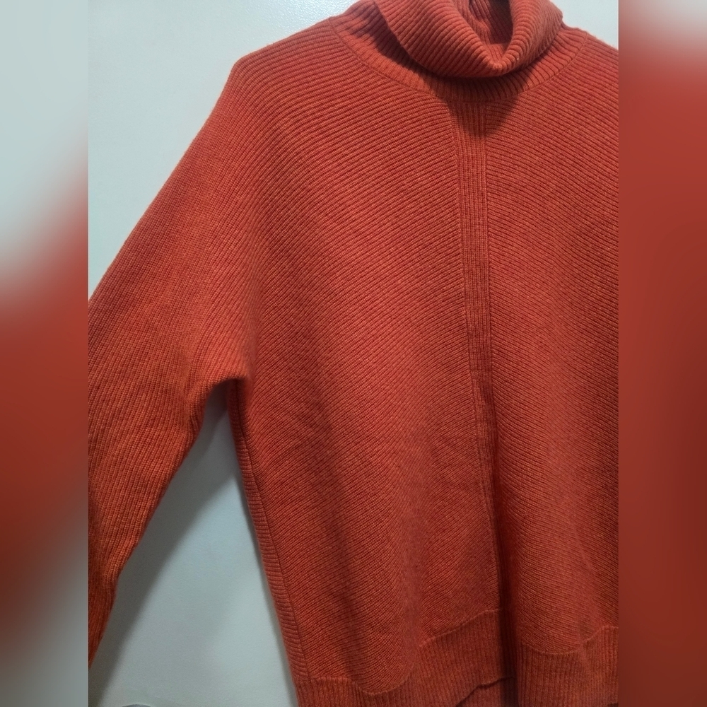 Women's Cozy Orange Turtleneck Sweater - Picture 5 of 9